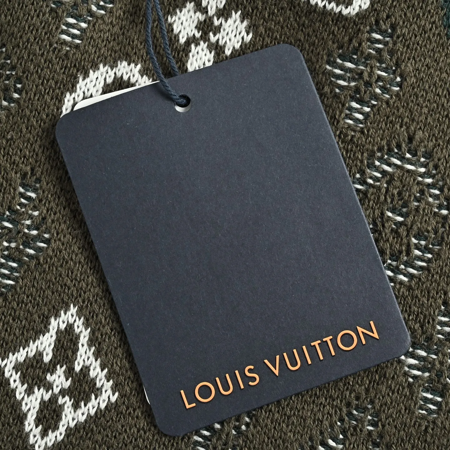 Louis Vuitton/Louis Vuitton military green old flower jacquard round neck knitted sweater